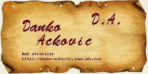 Danko Acković vizit kartica